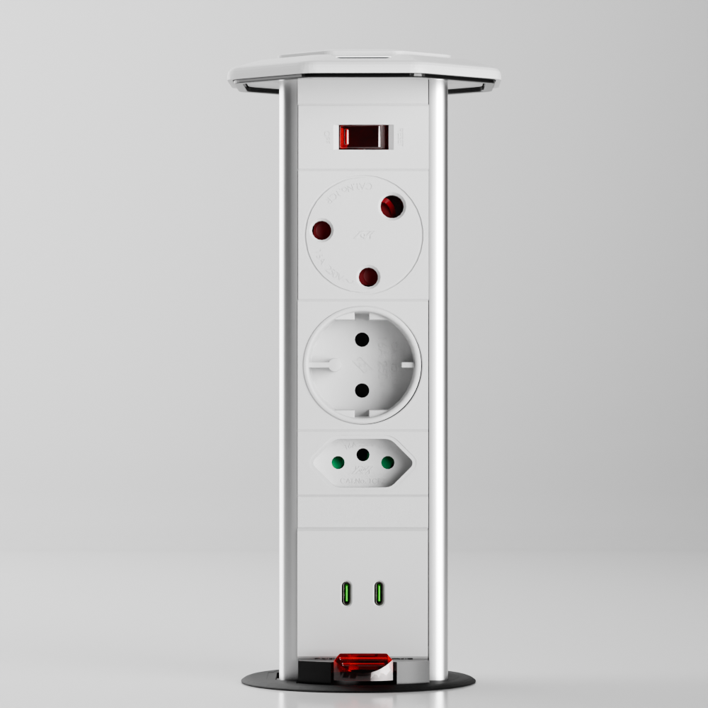 PD-5 Pop-Up Power Outlet aluminium finish close-up