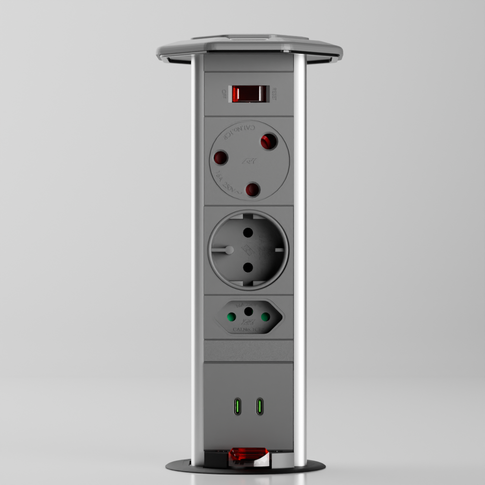 PD-5 Pop-Up Power Outlet sockets and built-in safety features