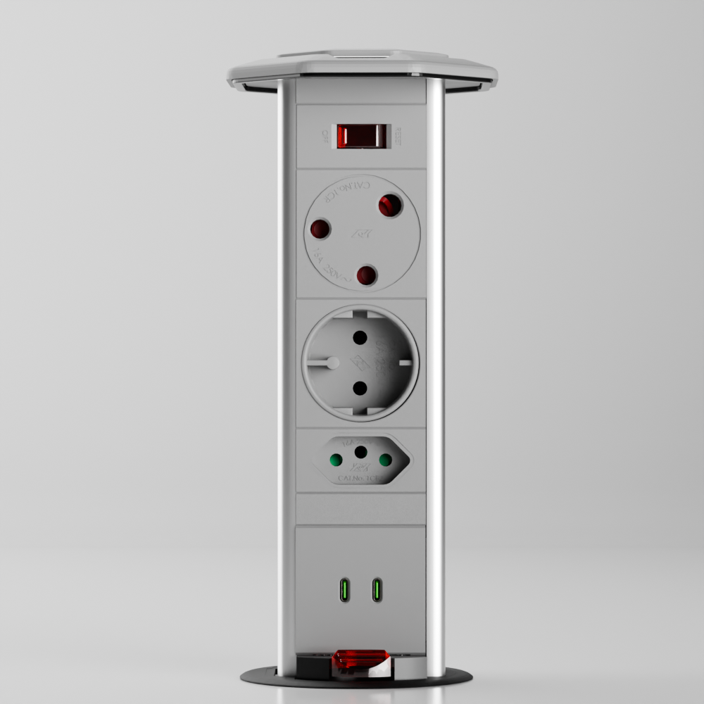 PD-5 Pop-Up Power Outlet installed in desk or kitchen countertop