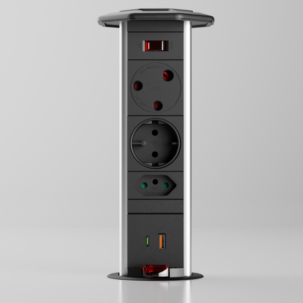 PD-5 Pop-Up Power Outlet top view showing plug layout