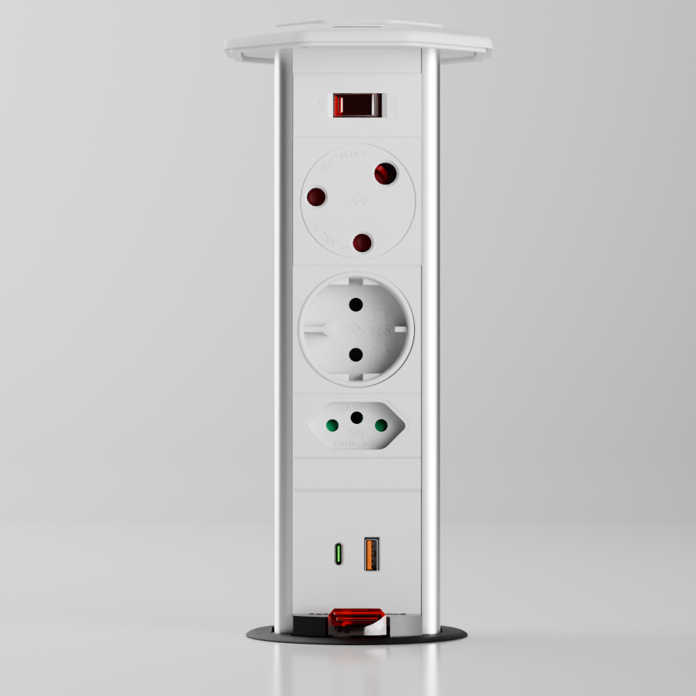 PD-5 Pop-Up Power Outlet sockets and built-in safety features