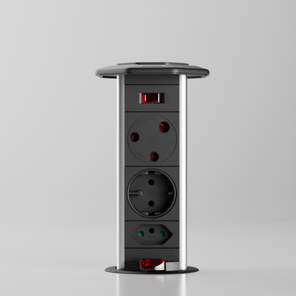 PD-5 Pop-Up Power Outlet aluminium finish close-up