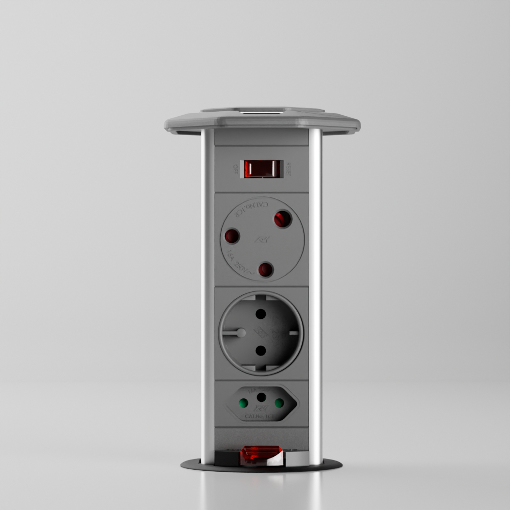 PD-5 Pop-Up Power Outlet installed in desk or kitchen countertop