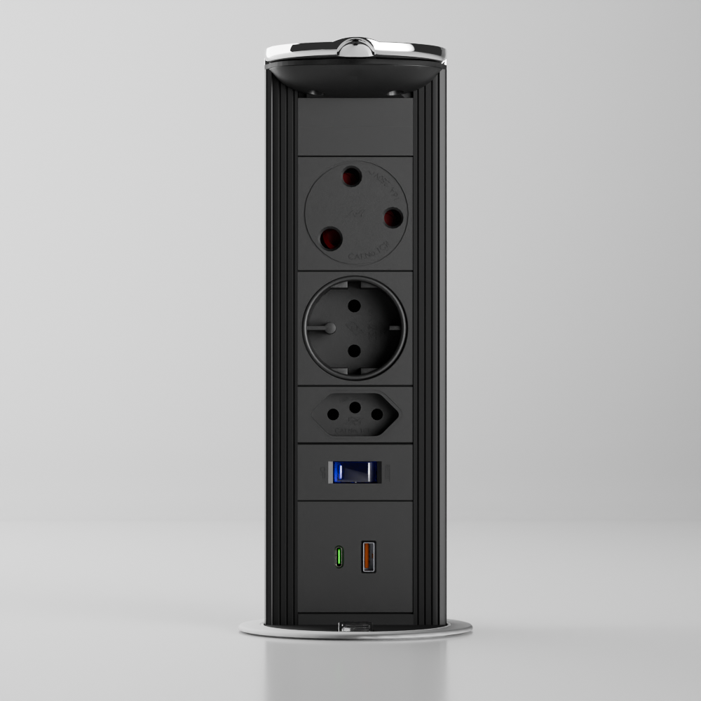 MK3 Pop-Up Power Outlet installed in desk or kitchen countertop